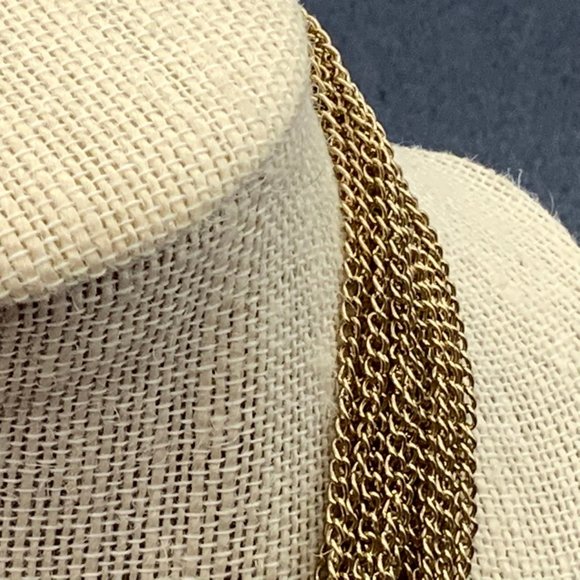 Gold Salmon Multichain Necklace Twist Retro Chunky - Picture 6 of 8